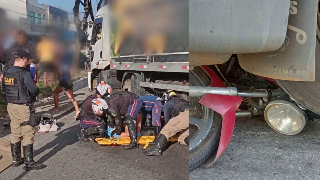Motociclista morre após colisão com um caminhão no bairro Santo Antônio