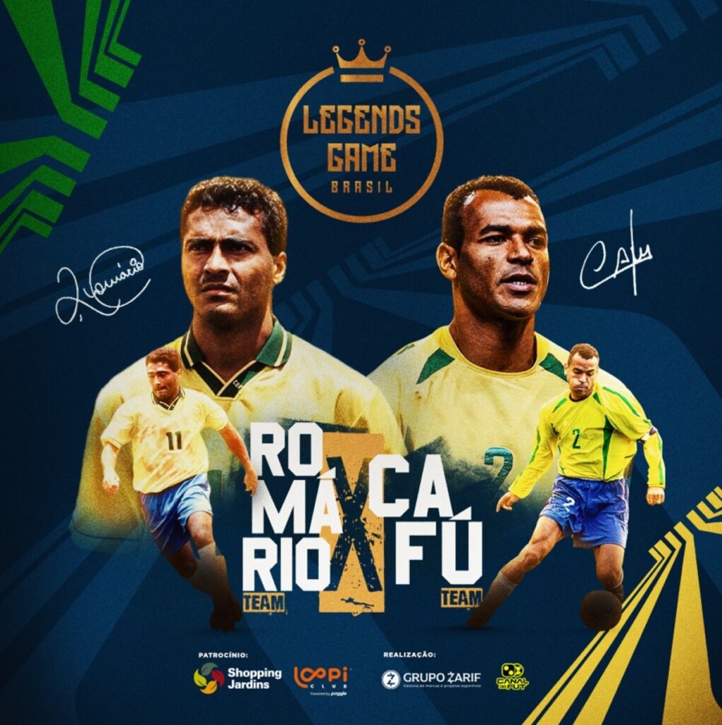 Romário e Cafu estarão em Aracaju para a disputa do Legends Games